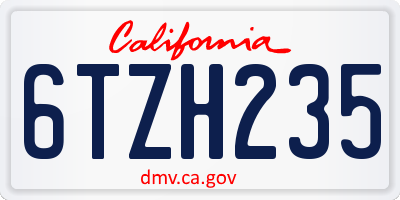 CA license plate 6TZH235