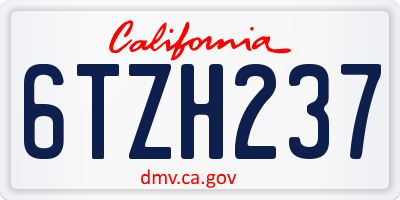 CA license plate 6TZH237