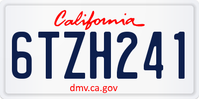CA license plate 6TZH241