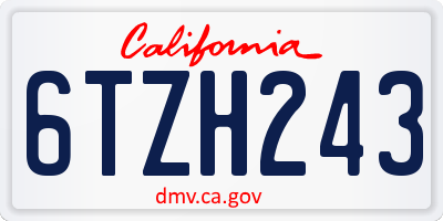 CA license plate 6TZH243