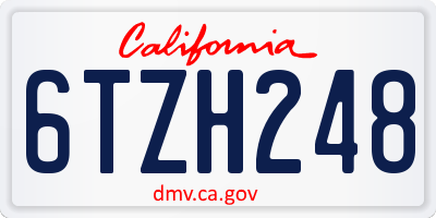 CA license plate 6TZH248