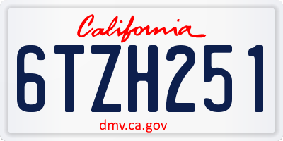 CA license plate 6TZH251