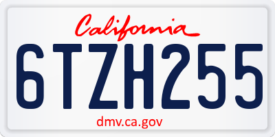 CA license plate 6TZH255