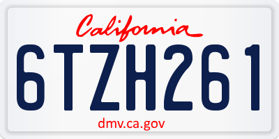 CA license plate 6TZH261