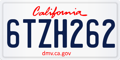 CA license plate 6TZH262