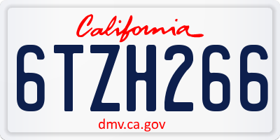 CA license plate 6TZH266
