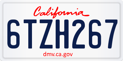 CA license plate 6TZH267