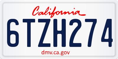CA license plate 6TZH274