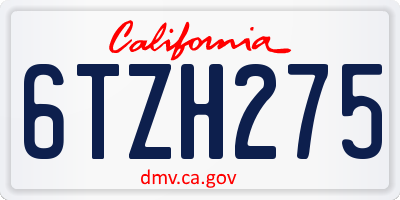CA license plate 6TZH275
