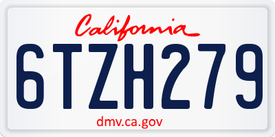 CA license plate 6TZH279