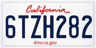 CA license plate 6TZH282