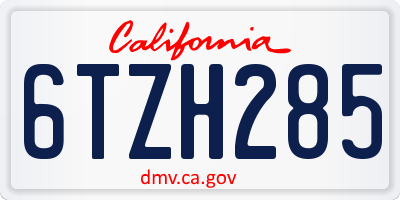CA license plate 6TZH285