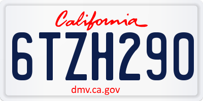 CA license plate 6TZH290