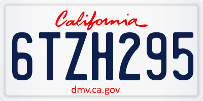 CA license plate 6TZH295