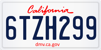 CA license plate 6TZH299