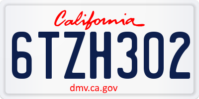 CA license plate 6TZH302
