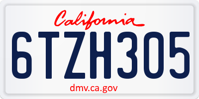 CA license plate 6TZH305