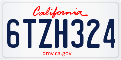 CA license plate 6TZH324