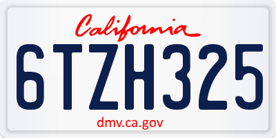 CA license plate 6TZH325