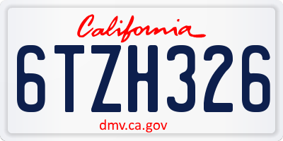 CA license plate 6TZH326