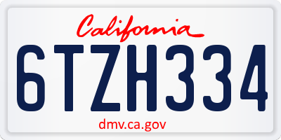 CA license plate 6TZH334