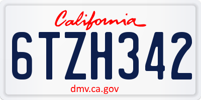 CA license plate 6TZH342