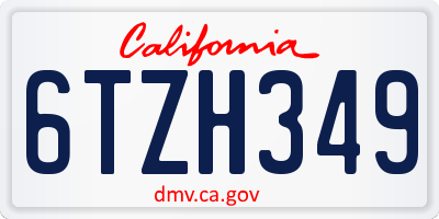 CA license plate 6TZH349