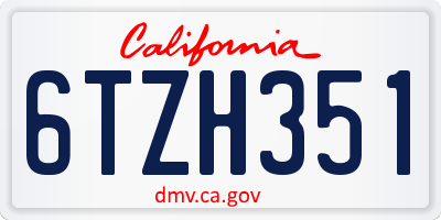 CA license plate 6TZH351