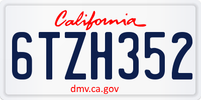 CA license plate 6TZH352