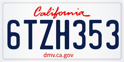 CA license plate 6TZH353