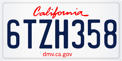 CA license plate 6TZH358