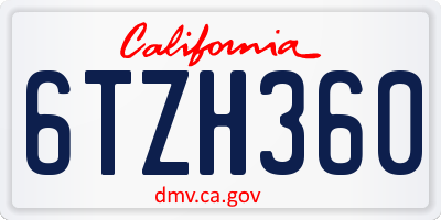 CA license plate 6TZH360