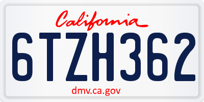 CA license plate 6TZH362