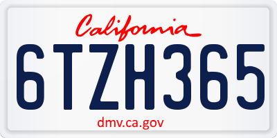 CA license plate 6TZH365