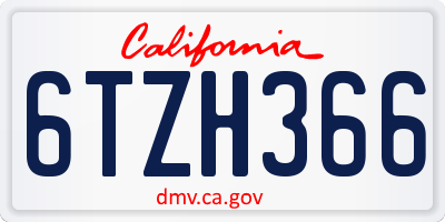CA license plate 6TZH366