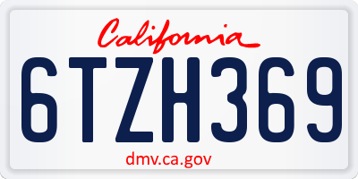 CA license plate 6TZH369