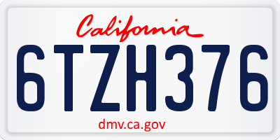 CA license plate 6TZH376
