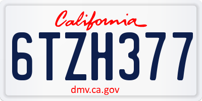 CA license plate 6TZH377