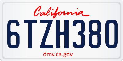 CA license plate 6TZH380