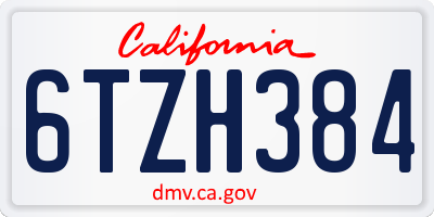CA license plate 6TZH384