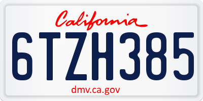 CA license plate 6TZH385