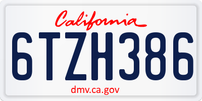 CA license plate 6TZH386
