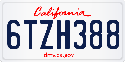 CA license plate 6TZH388