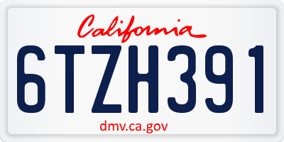CA license plate 6TZH391