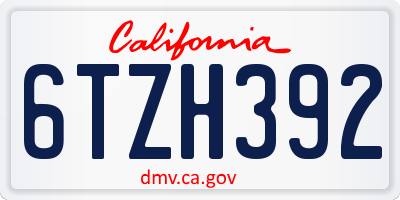 CA license plate 6TZH392