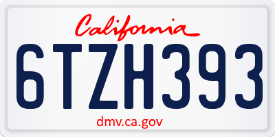 CA license plate 6TZH393