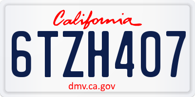 CA license plate 6TZH407