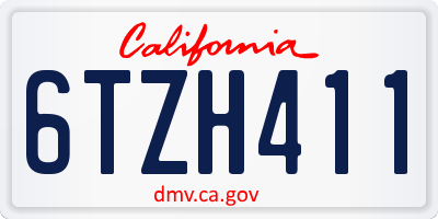 CA license plate 6TZH411