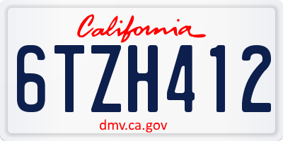 CA license plate 6TZH412