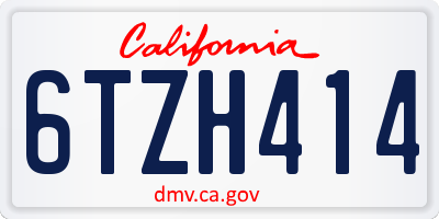 CA license plate 6TZH414